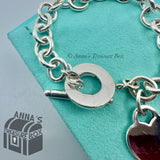 Tiffany & Co. 925 Silver Blank Heart Tag Toggle Charm 8" Bracelet (pouch)