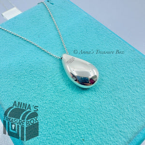 Tiffany & Co. 925 Silver LARGE Elsa Peretti Teardrop Pendant 25” Necklace (pouch