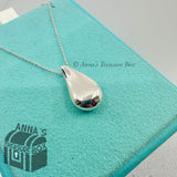 Tiffany & Co. 925 Silver LARGE Elsa Peretti Teardrop Pendant 25” Necklace (pouch