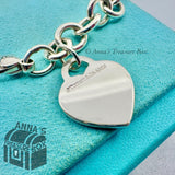 Tiffany & Co. 925 Silver Pink Enamel Splash RTT Heart Tag 7.75" Bracelet (pouch)