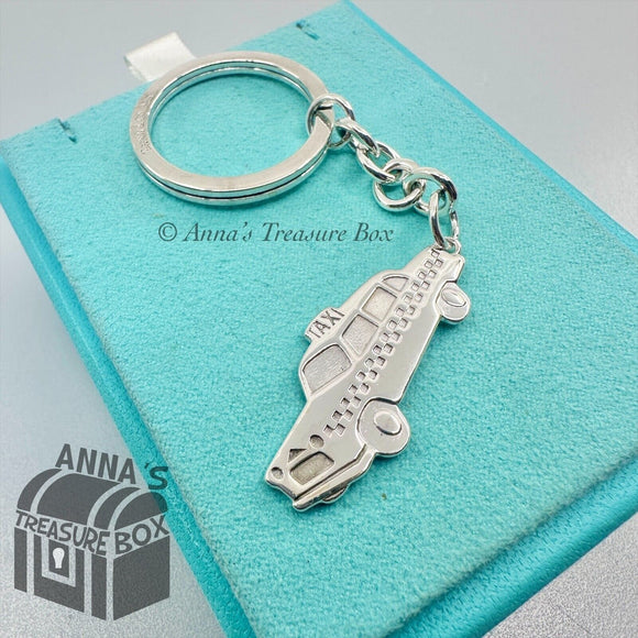 Tiffany & Co. 925 Silver Taxi Cab Charm Keychain Keyring (pouch)