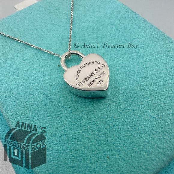 Return to Tiffany 925 Silver Heart Padlock Lock Charm 16