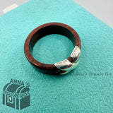 Tiffany & Co. 925 Silver + Wood Signature X Kiss Ring Sz. US 12 (pouch)