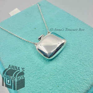 Tiffany & Co. 925 Silver Elsa Peretti Square Bottle Pendant 18" Necklace (boxset