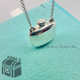 Tiffany & Co. 925 Silver Elsa Peretti Square Bottle Pendant 18" Necklace (boxset