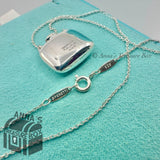 Tiffany & Co. 925 Silver Elsa Peretti Square Bottle Pendant 18" Necklace (boxset