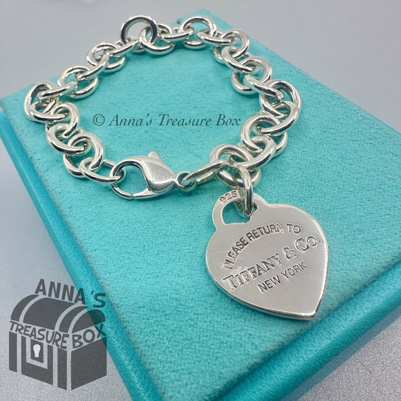 Return to Tiffany 925 Silver MED RTT Heart Tag Charm 7.5