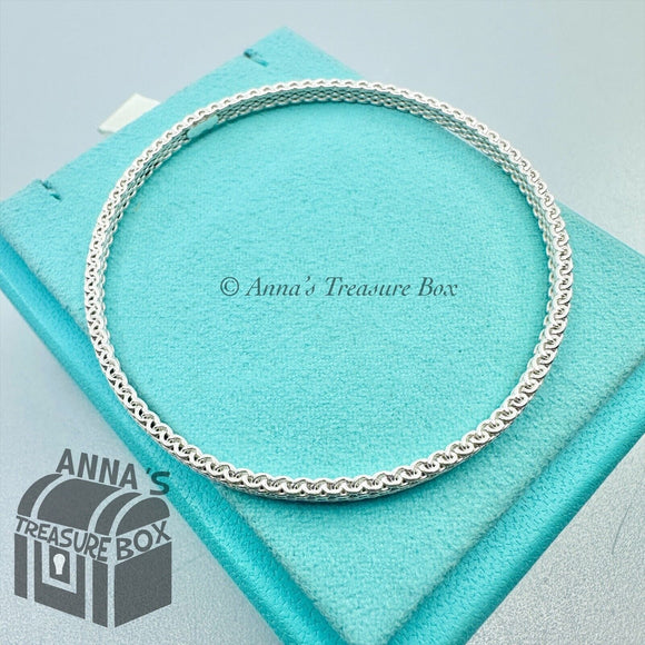 Tiffany & Co. 925 Silver Narrow Somerset Mesh Thin Bangle 8