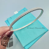 Tiffany & Co. 925 Silver Narrow Somerset Mesh Thin Bangle 8" Bracelet (pouch)