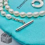 Tiffany & Co. 925 Silver 8-9mm Pearl Toggle 18" Necklace (pouch)