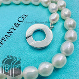 Tiffany & Co. 925 Silver 8-9mm Pearl Toggle 18" Necklace (pouch)