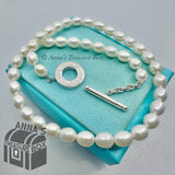 Tiffany & Co. 925 Silver 8-9mm Pearl Toggle 18" Necklace (pouch)