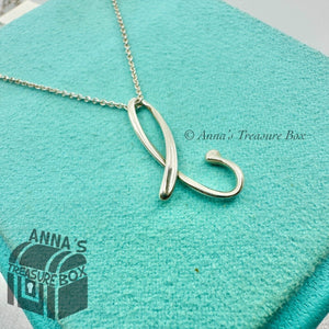 Tiffany & Co. 925 Silver Elsa Peretti Alphabet Letter "B" Pendant Necklace (pch)