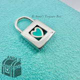 Tiffany & Co. 925 Silver Blue Enamel Heart Adjustable Padlock Lock Charm (pouch)