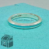 Tiffany & Co. 925 Silver Blue Enamel Stripe Narrow Band Ring Sz. US 5.75 (pouch)