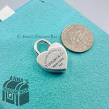 Return To Tiffany & Co. 925 Silver Heart Padlock Charm Pendant (pouch)