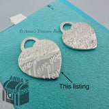 Tiffany & Co. 925 Silver LARGE I Love You Heart Notes Charm Pendant (pouch)