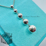Tiffany & Co. 925 Silver HardWear 5 Ball Dangle 20" Bead Necklace (pch)