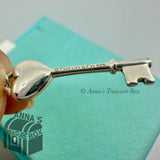 Tiffany & Co. 925 Silver Mini Blue Enamel Heart Key Charm Pendant (pouch)