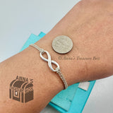 Tiffany & Co. 925 Silver Infinity Double Chain SMALL 6" Charm Bracelet (pouch)