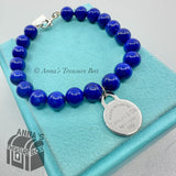 Tiffany & Co. 925 Silver RTT Round Tag 8mm Lapis Lazuli 7.5" Bracelet (Boxset)