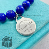 Tiffany & Co. 925 Silver RTT Round Tag 8mm Lapis Lazuli 7.5" Bracelet (Boxset)