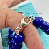 Tiffany & Co. 925 Silver RTT Round Tag 8mm Lapis Lazuli 7.5" Bracelet (Boxset)