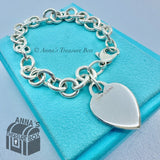 Tiffany & Co. 925 Silver Blank Heart Tag Charm 8.5" Bracelet (pouch)