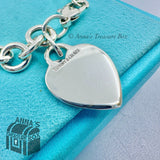 Tiffany & Co. 925 Silver Blank Heart Tag Charm 8.5" Bracelet (pouch)