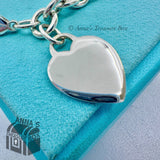 Tiffany & Co. 925 Silver Blank Heart Tag Charm 8.5" Bracelet (pouch)