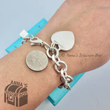 Tiffany & Co. 925 Silver Blank Heart Tag Charm 8.5" Bracelet (pouch)