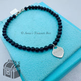 Tiffany & Co. 925 Silver 4mm Black Onyx Mini RTT Heart 7.25" Bracelet (Boxset)