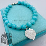 Tiffany & Co. 925 Silver 8mm Amazonite Bead 7.5" Bracelet (pouch)