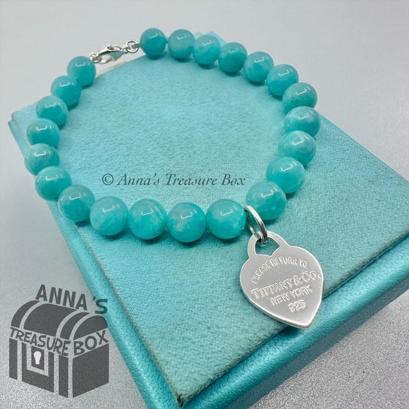 Tiffany & Co. 925 Silver 8mm Amazonite Bead 7.75