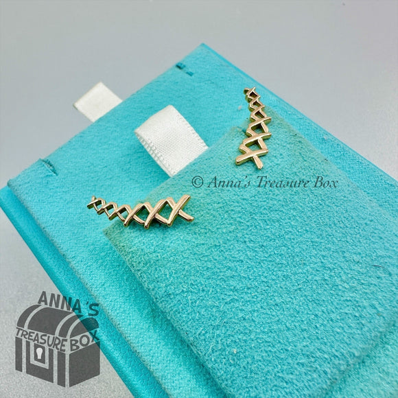 Tiffany & Co. 18K Yellow Gold X Kiss Climber Earrings (box, pouch, ribbon)