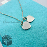 Return Tiffany & Co. 925 Silver Pink Enamel Mini Double Hearts 16" Necklace