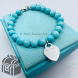 Tiffany & Co. 925 Silver 8mm Amazonite Bead 7.5" Bracelet (pouch)