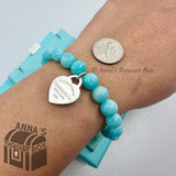 Tiffany & Co. 925 Silver 8mm Amazonite Bead 7.5" Bracelet (pouch)