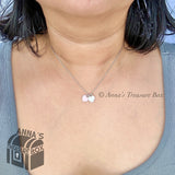 Return Tiffany & Co. 925 Silver Pink Enamel Mini Double Hearts 16" Necklace