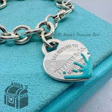 Tiffany & Co. 925 Silver Blue Enamel Splash RTT Heart Tag 7.75" Bracelet (boxset
