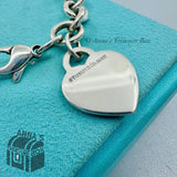 Tiffany & Co. 925 Silver Black Enamel Splash RTT Heart Tag 7.75" Bracelet (bxset