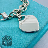 Tiffany & Co. 925 Silver Blue Enamel Splash RTT Heart Tag 7.75" Bracelet (boxset