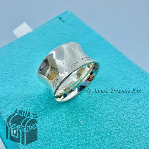 Tiffany & Co. 925 Silver 1837 Wide Concave Ring Band Sz. 9 (pouch)