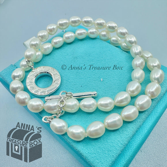 Tiffany & Co. 925 Silver 7-8mm Pearl Toggle 18