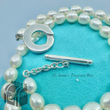 Tiffany & Co. 925 Silver 7-8mm Pearl Toggle 18" Necklace (pouch)