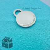 Tiffany & Co. 925 Silver Large Engravable Blank Round Tag Mens Pendant (pouch)