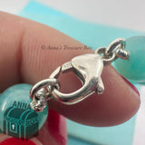 Tiffany & Co. 925 Silver 8mm Amazonite Blue Heart 7.25" Bracelet (pouch)