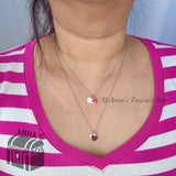 Return Tiffany & Co. 925 Silver Hot Pink Mini Double Hearts 16-18" Necklace (pch