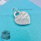 Tiffany & Co. 925 Silver I Love You Heart Notes Charm Pendant #2 (pouch)