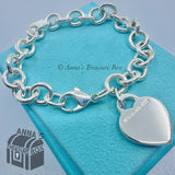 Tiffany & Co. 925 Silver Pink Enamel Splash RTT Heart Tag 8" Bracelet (pouch)